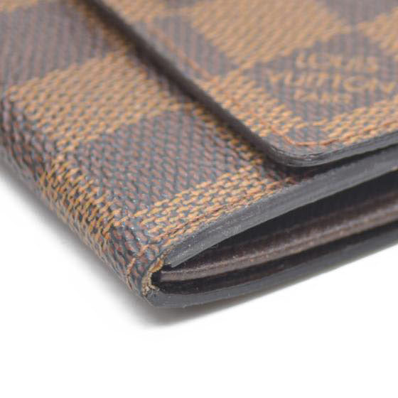 Louis Vuitton Damier Porte Monnaie Plat Coin Purse Wallet Brown MI1919