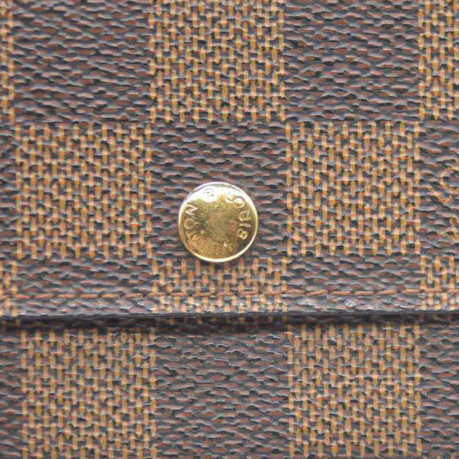Louis Vuitton Damier Porte Monnaie Plat Coin Purse Wallet Brown MI1919