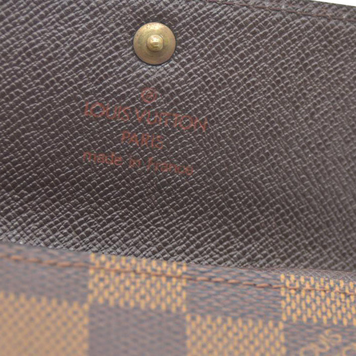 Louis Vuitton Damier Porte Monnaie Plat Coin Purse Wallet Brown MI1919
