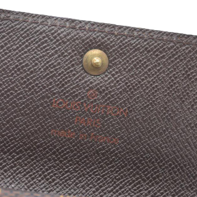Louis Vuitton Damier Porte Monnaie Plat Coin Purse Wallet Brown MI1919