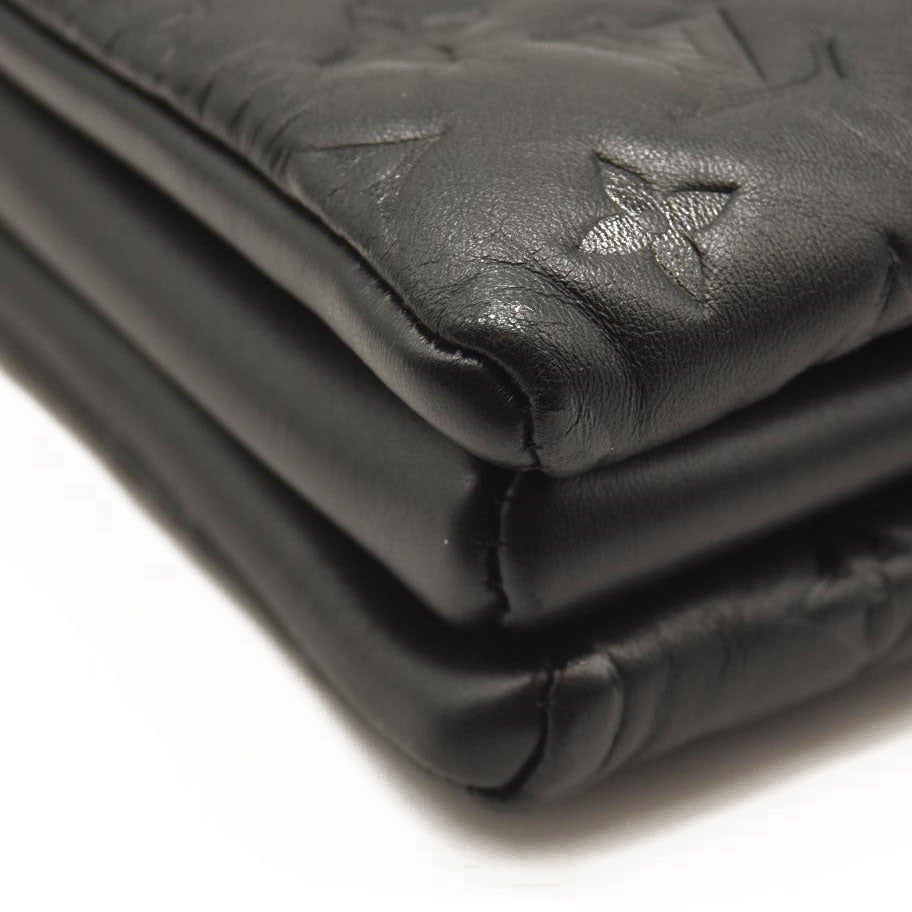 LOUIS VUITTON Lambskin Embossed Monogram Coussin PM Black