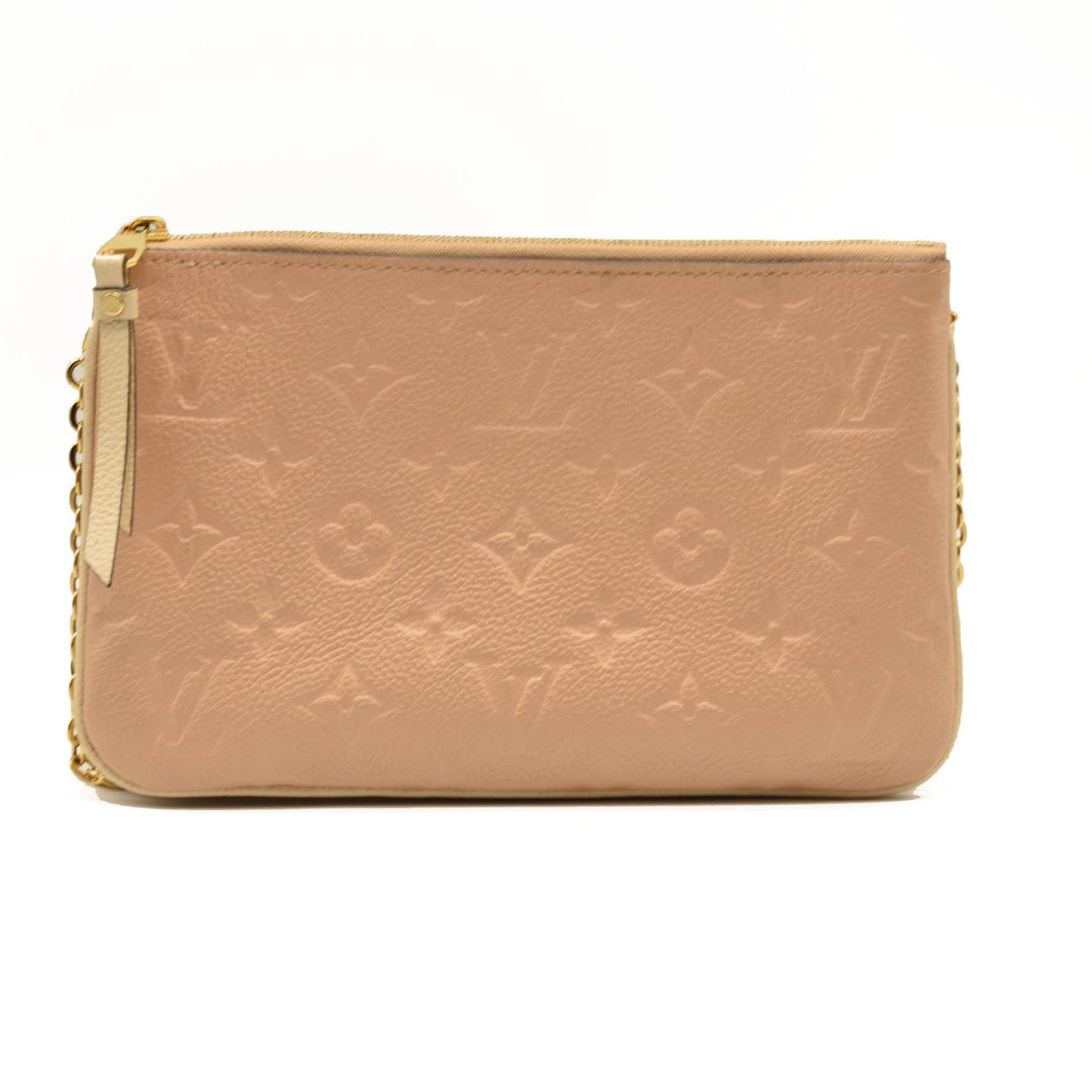 LOUIS VUITTON Empreinte Double Zip Pochette Beige Rose Creme