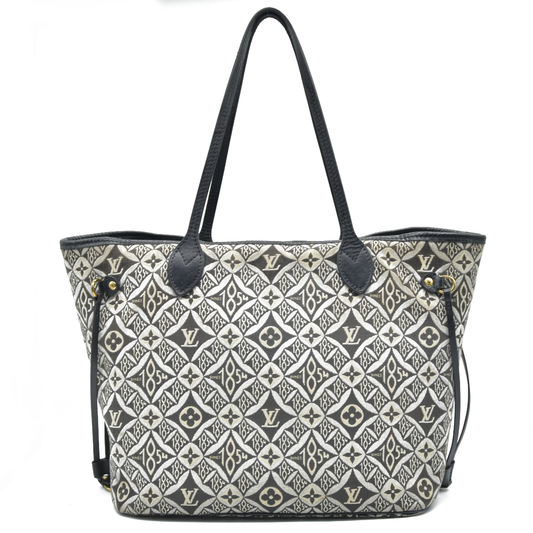 AUCTION $2170 Louis Vuitton  Jacquard Since 1854 Neverfull MM Grey