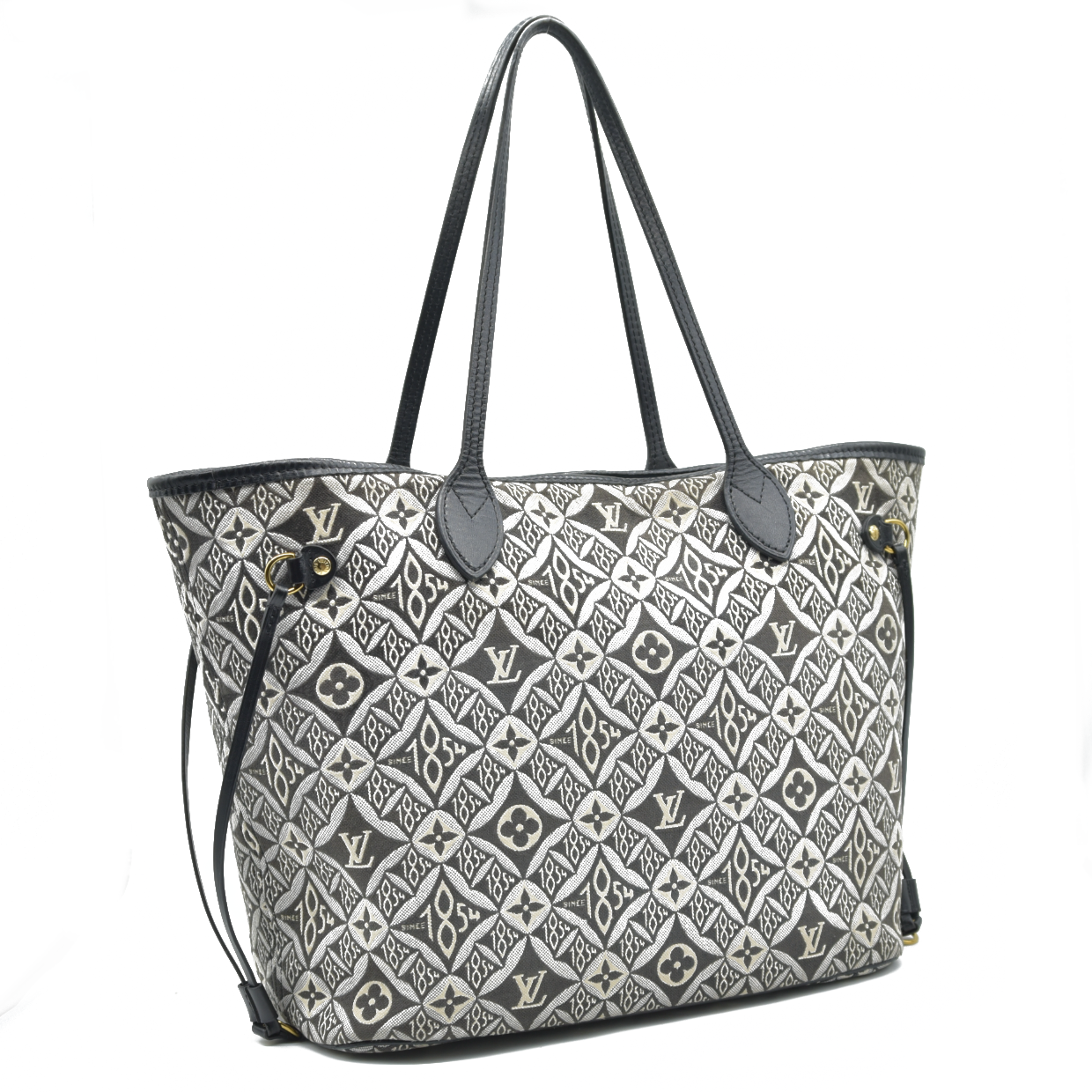 AUCTION $2170 Louis Vuitton  Jacquard Since 1854 Neverfull MM Grey