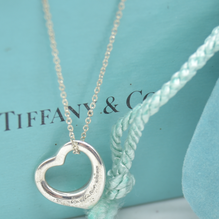 $360 Tiffany & Co. Elsa Peretti 11 mm Open Heart Pendant Sterling Silver