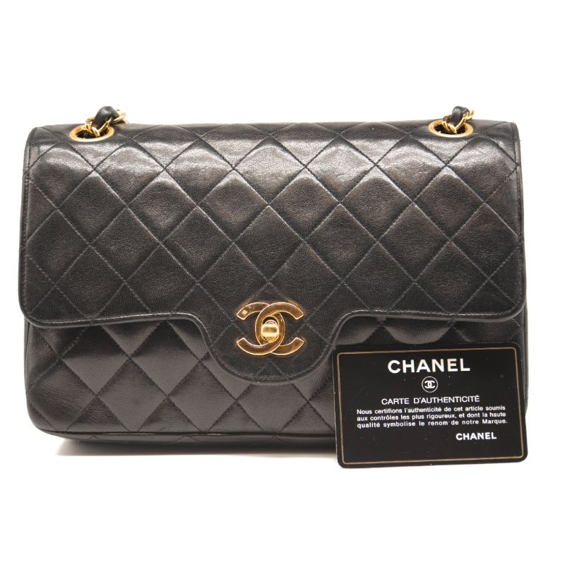 1991 Chanel Timeless Classic Double Flap Bag In Black Quilted Chain Shoulder Bag