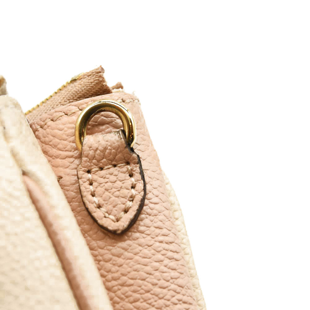 LOUIS VUITTON Empreinte Double Zip Pochette Beige Rose Creme