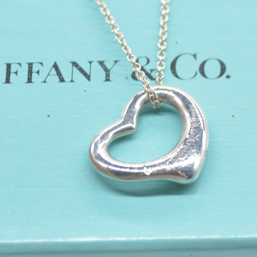 $360 Tiffany & Co. Elsa Peretti 11 mm Open Heart Pendant Sterling Silver