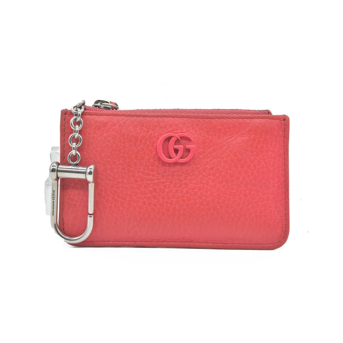 $470 GUCCI Gg Marmont Keychain Card Case Pink CONSIGNMENT