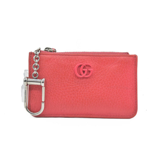 $470 GUCCI Gg Marmont Keychain Card Case Pink CONSIGNMENT