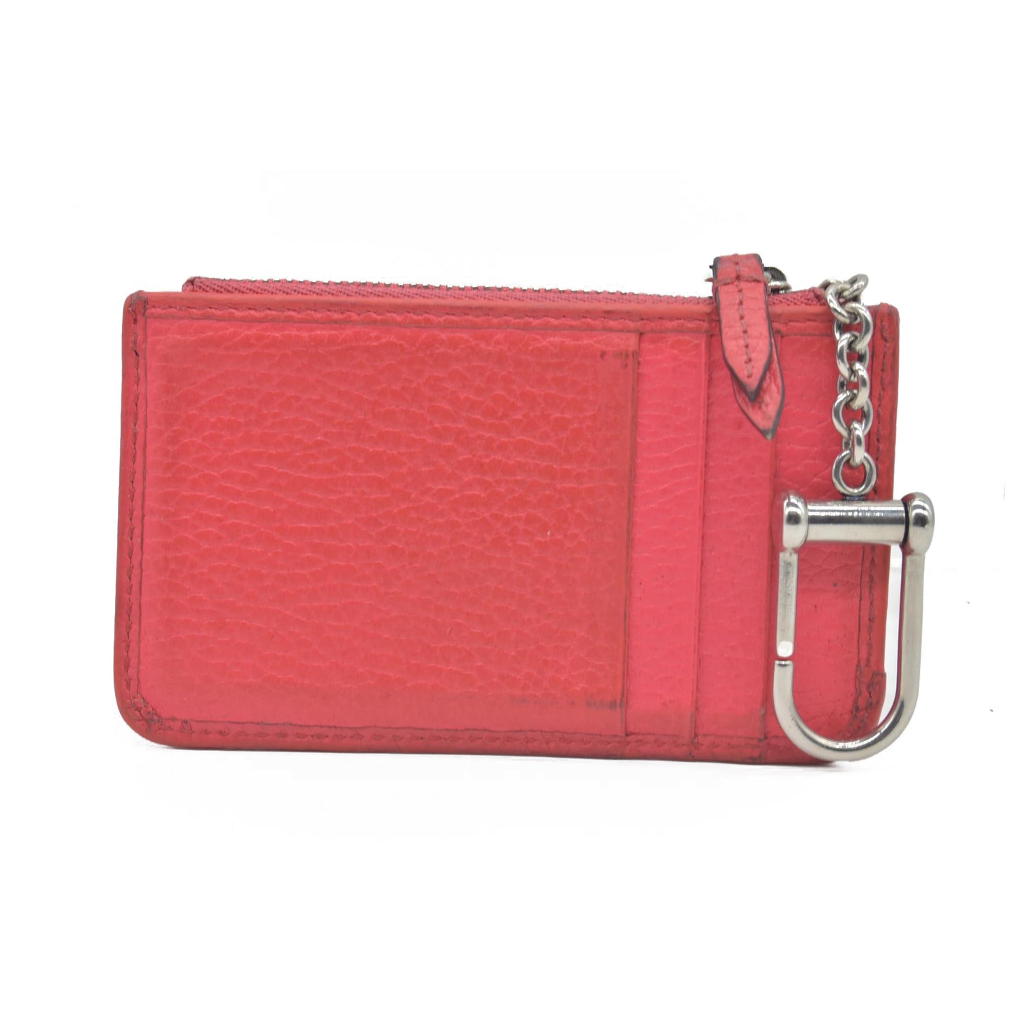 $470 GUCCI Gg Marmont Keychain Card Case Pink CONSIGNMENT