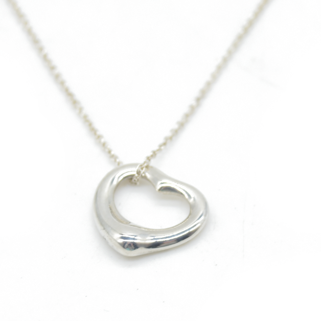 $360 Tiffany & Co. Elsa Peretti 11 mm Open Heart Pendant Sterling Silver