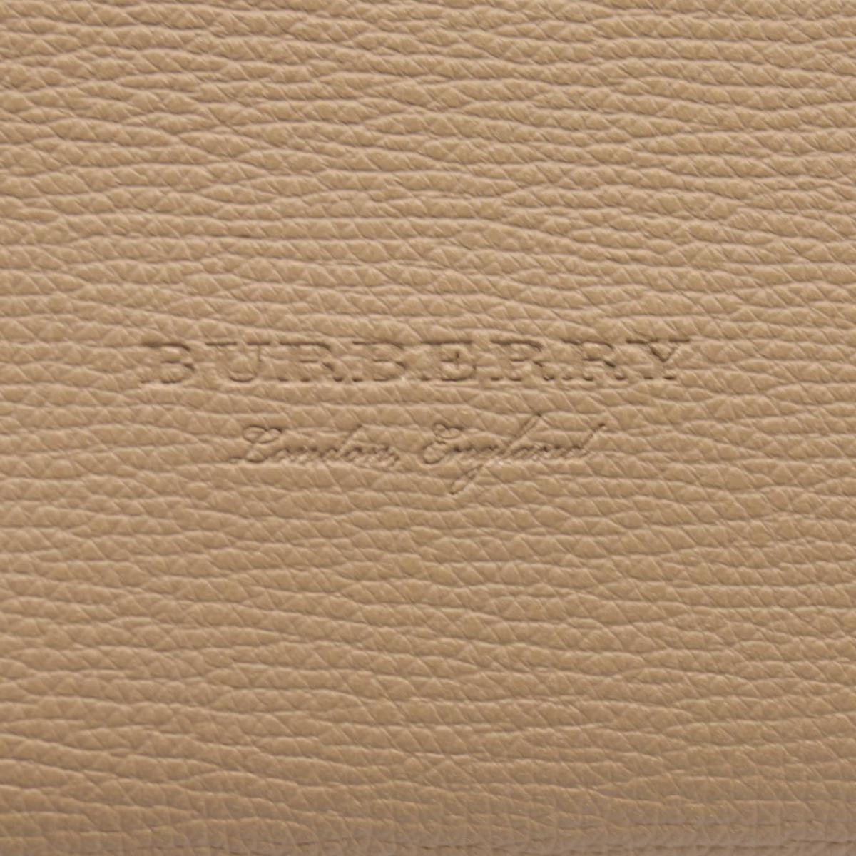 $1790 Burberry Grainy Calfskin Haymarket Check Medium Tote Mid Camel