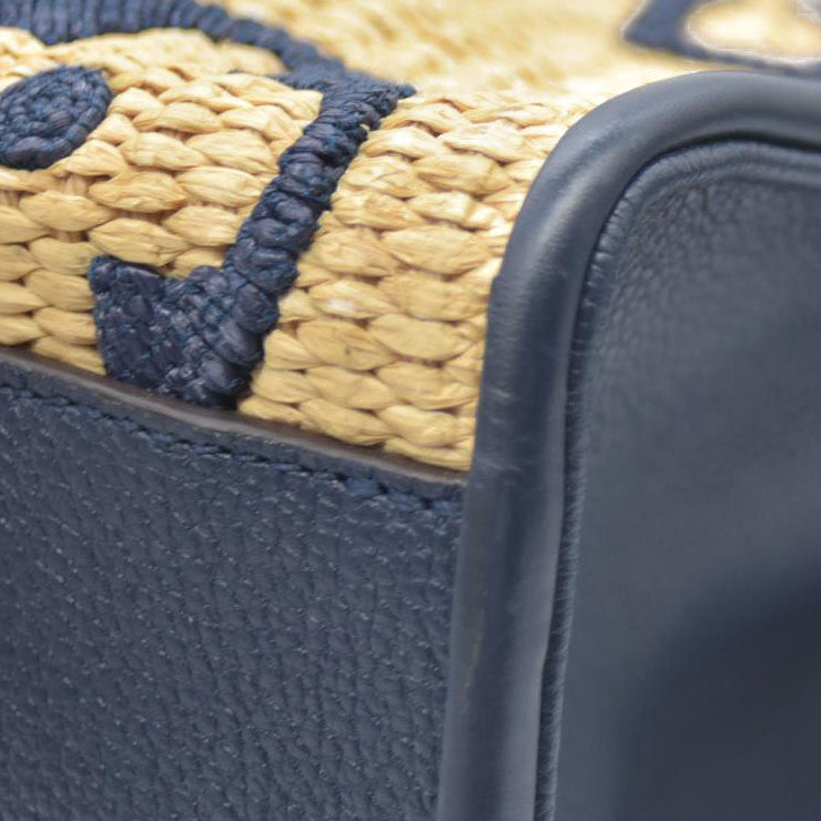 Louis Vuitton Raffia Calfskin Monogram Giant Onthego MM Blue