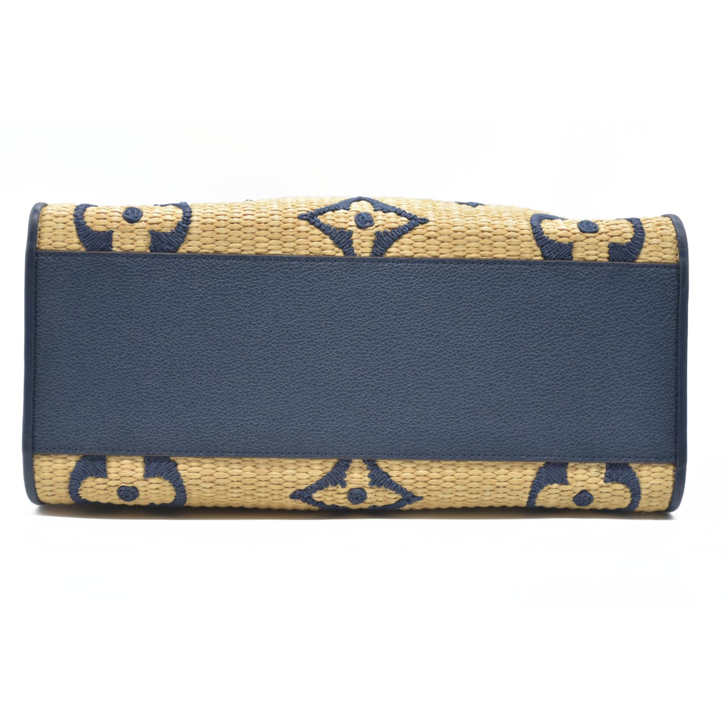 Louis Vuitton Raffia Calfskin Monogram Giant Onthego MM Blue