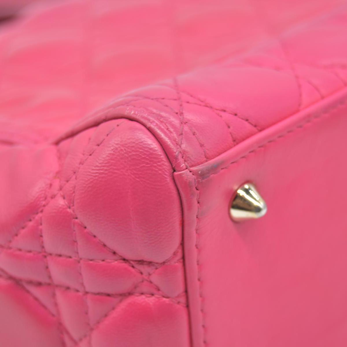 $6700 Christian Dior Lambskin Cannage Medium Lady Dior Fuchsia