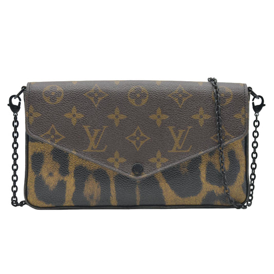 $1580 Louis Vuitton Monogram Leopard Pochette Felicie