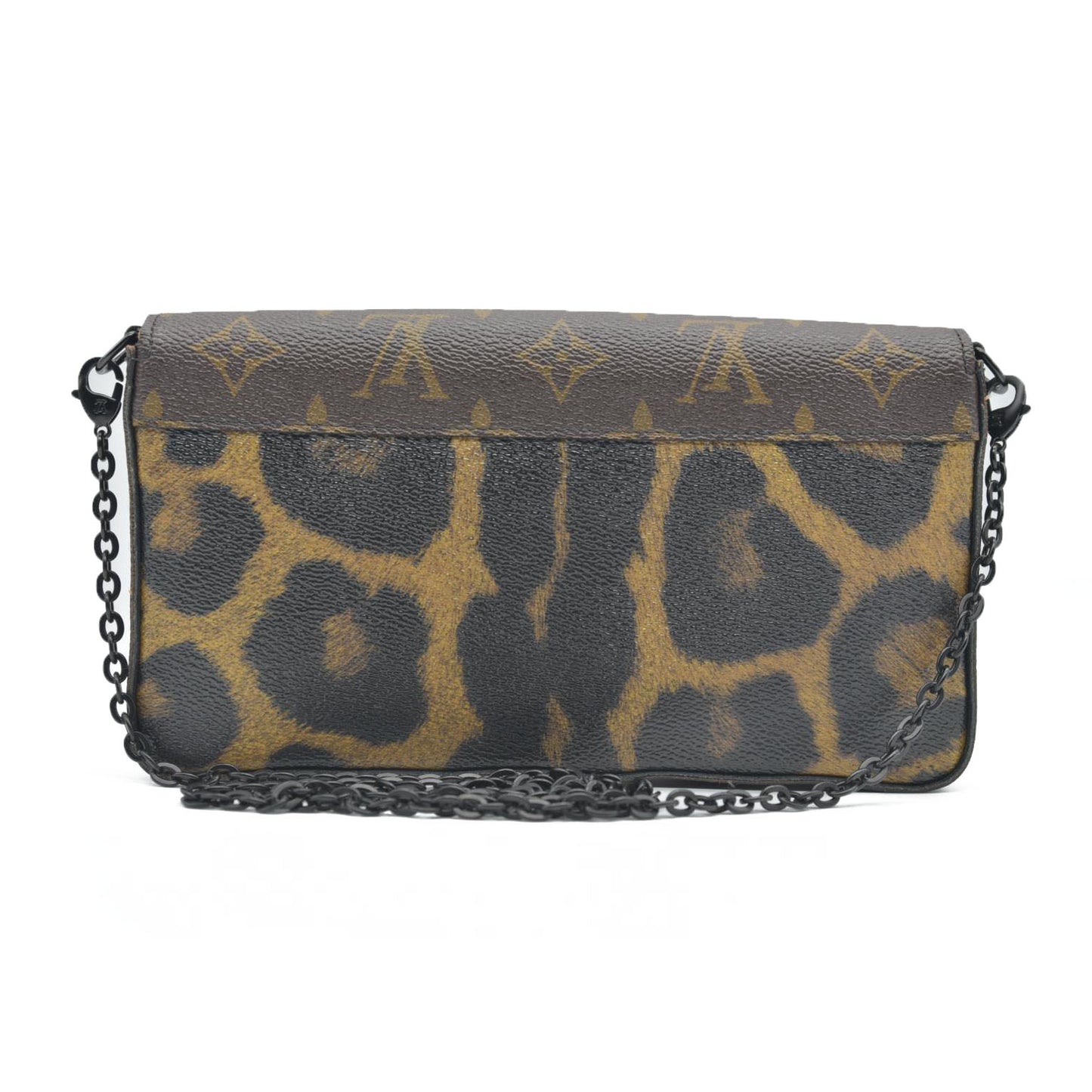 $1580 Louis Vuitton Monogram Leopard Pochette Felicie