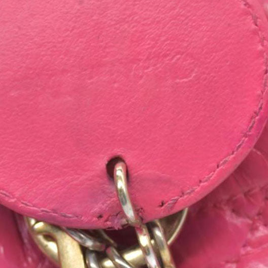 $6700 Christian Dior Lambskin Cannage Medium Lady Dior Fuchsia