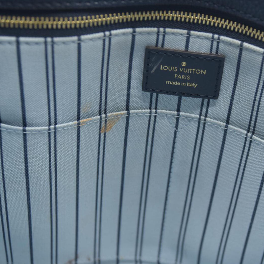 Louis Vuitton Raffia Calfskin Monogram Giant Onthego MM Blue