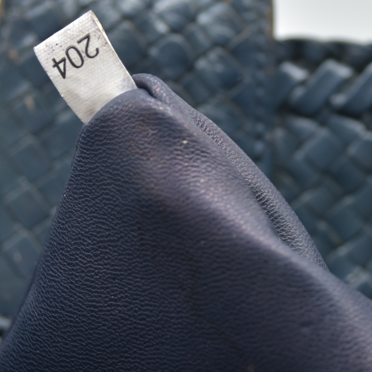 AUCTION $3900 Prada  Goatskin Woven Shopping Tote Blue Leather