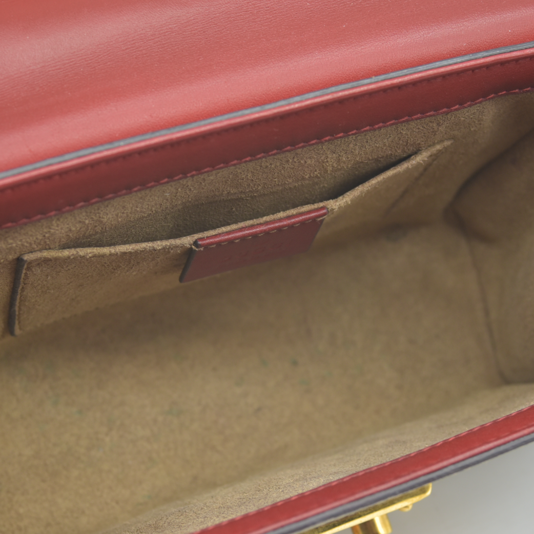 AUCTION $1960 USED GUCCI GG Supreme Monogram Calfskin Small Padlock Shoulder Bag Beige Hibiscus Red New Rosette