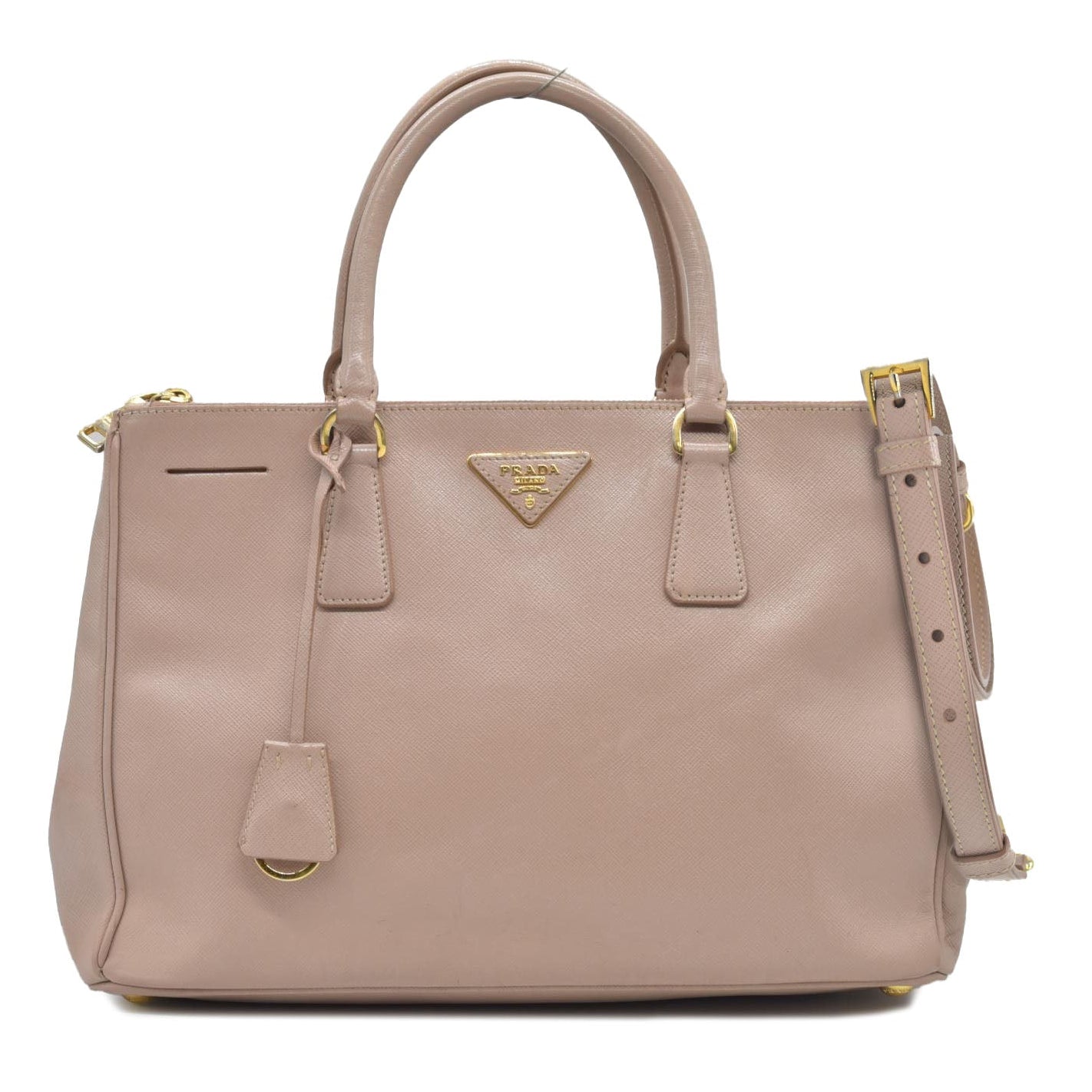 $5200 Saffiano Lux Medium Tote Cammeo Pink Beige