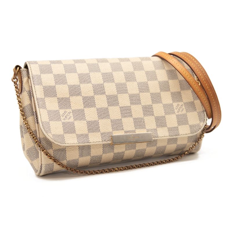 Louis Vuitton Favorite Damier Azur Mm White Canvas Shoulder Bag