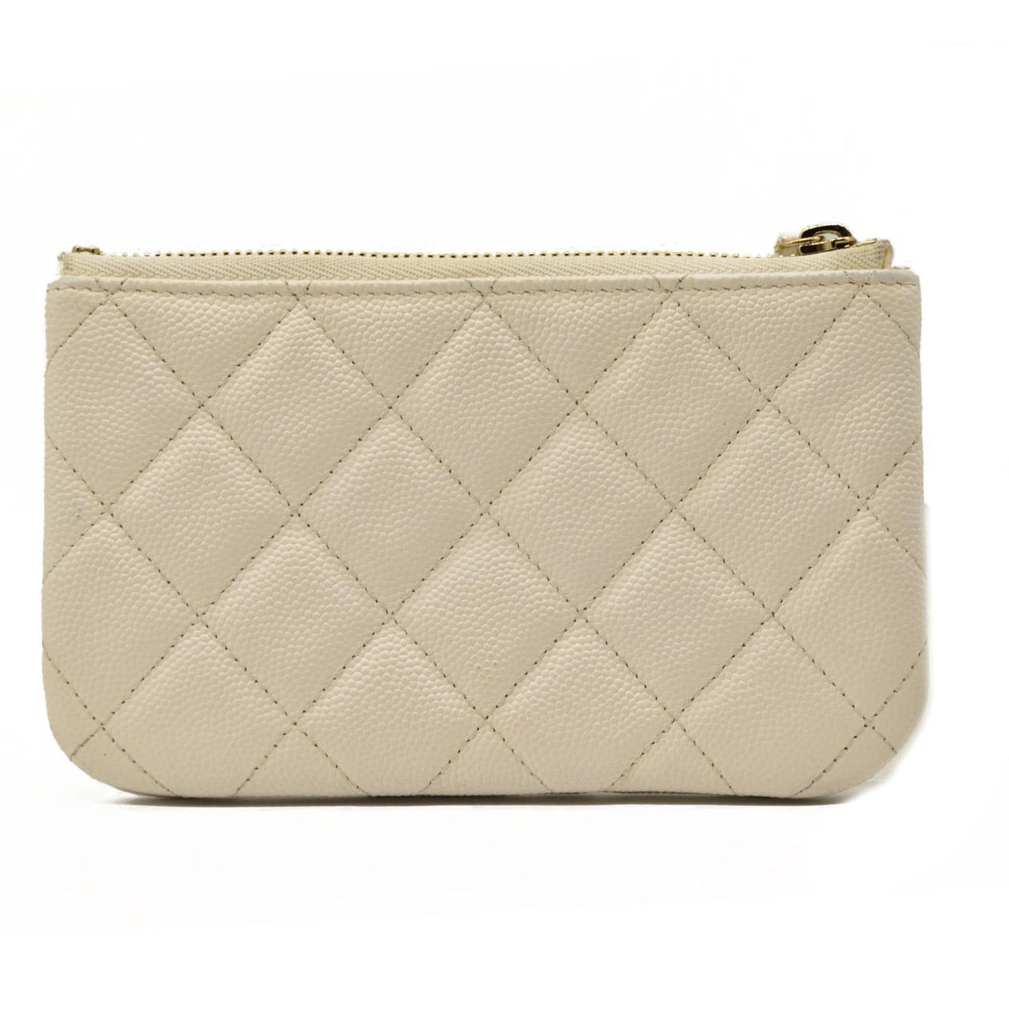 Chanel  Caviar Quilted Small Cosmetic Case White