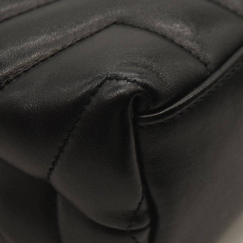 SAINT LAURENT Calfskin Y Quilted Monogram Monochrome Small Loulou Chain Satchel Black