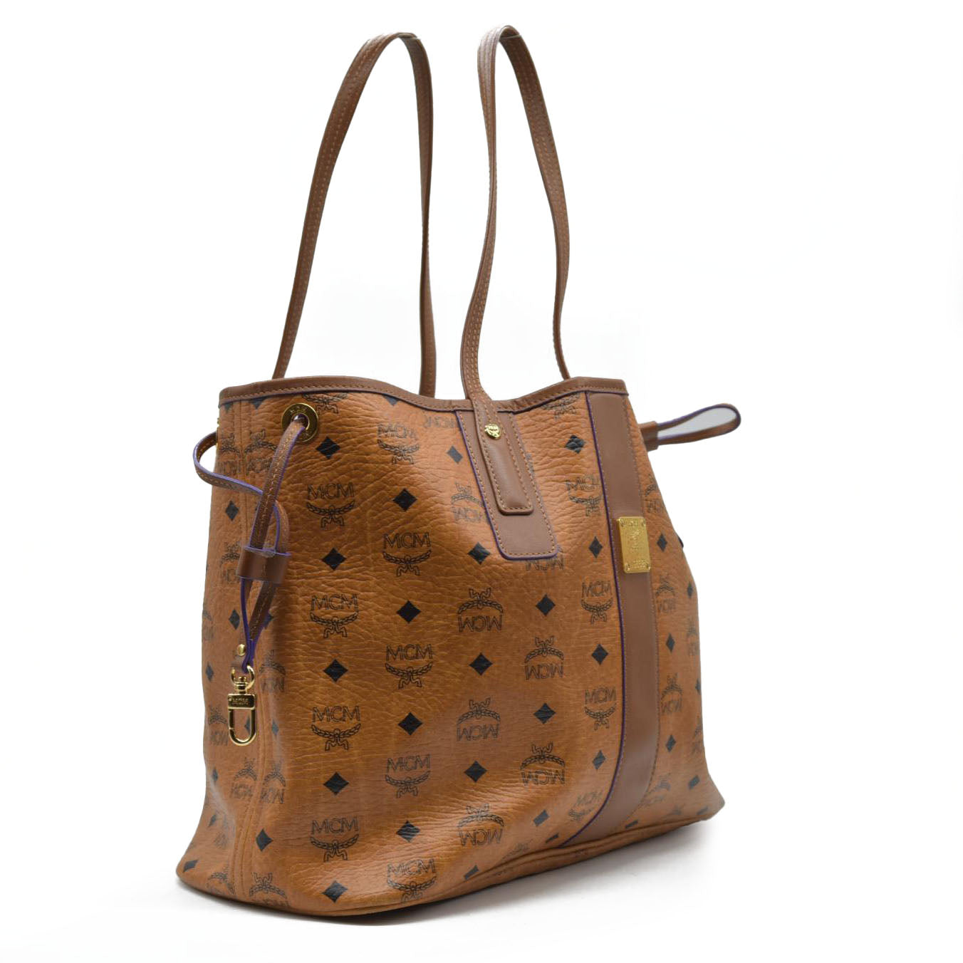 $770 MCM  Visetos Medium Liz Reversible Shopper Tote Cognac