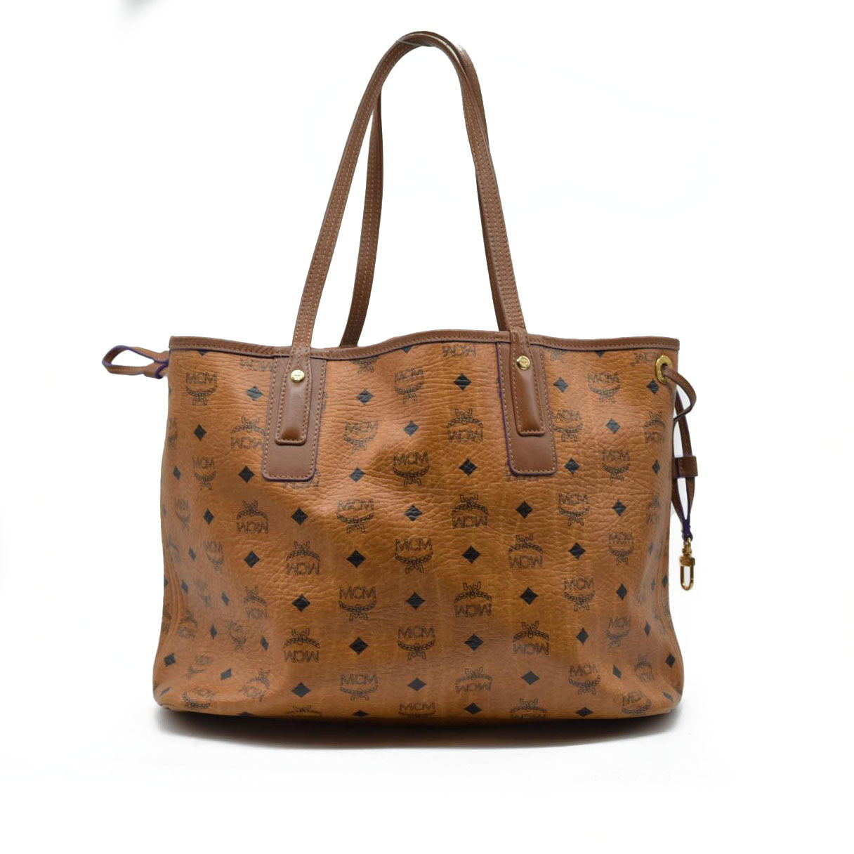$770 MCM  Visetos Medium Liz Reversible Shopper Tote Cognac