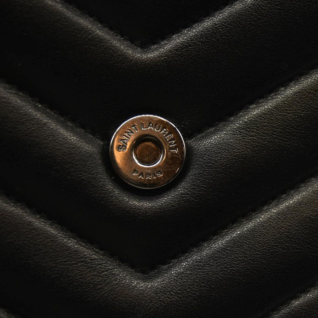 SAINT LAURENT Calfskin Y Quilted Monogram Monochrome Small Loulou Chain Satchel Black