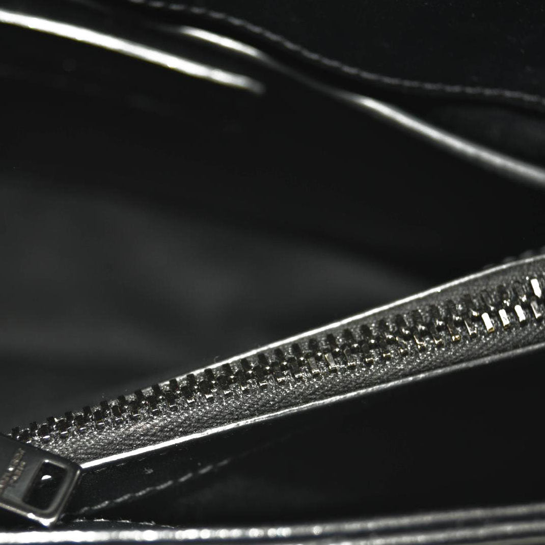 SAINT LAURENT Calfskin Y Quilted Monogram Monochrome Small Loulou Chain Satchel Black