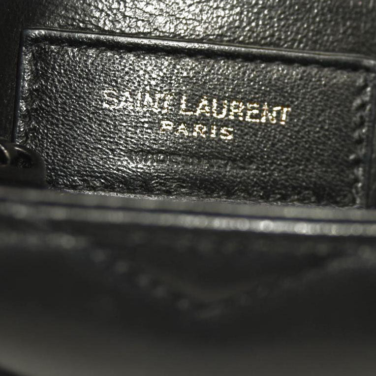SAINT LAURENT Calfskin Y Quilted Monogram Monochrome Small Loulou Chain Satchel Black