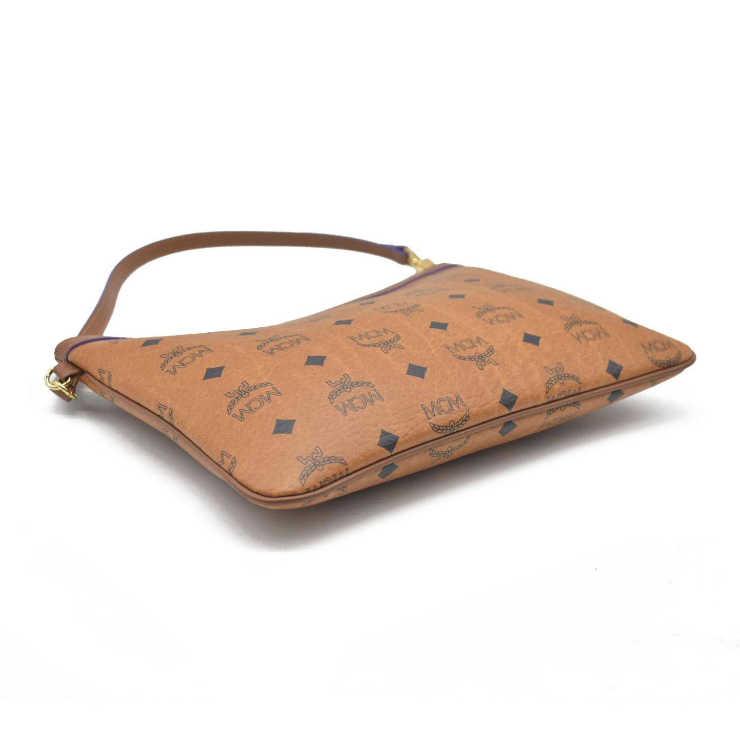 MCM Visetos Liz Shopper Tote Pouch Cognac