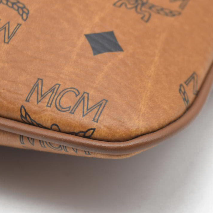 MCM Visetos Liz Shopper Tote Pouch Cognac