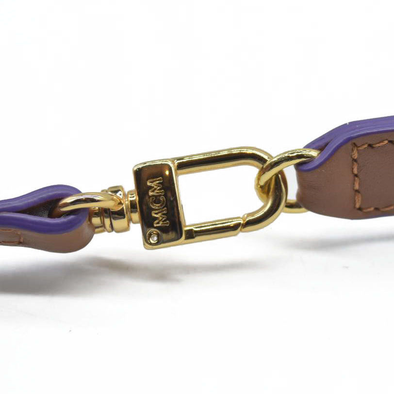 MCM Visetos Liz Shopper Tote Pouch Cognac