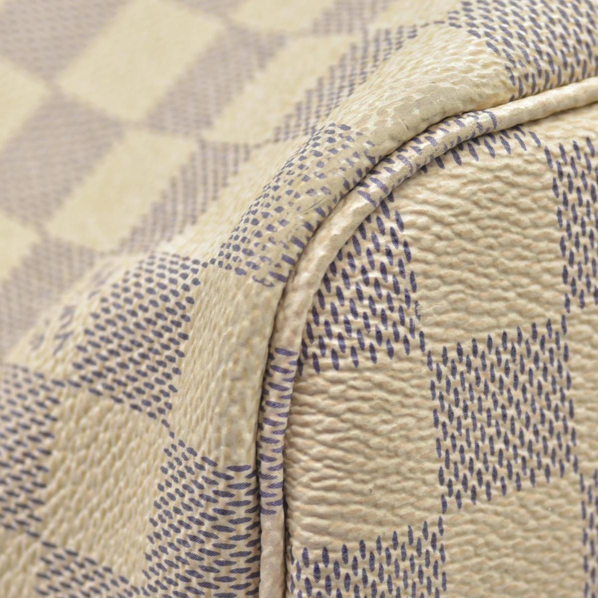 $2170 Louis Vuitton  Damier Azur Neverfull MM Rose Ballerine SR3177