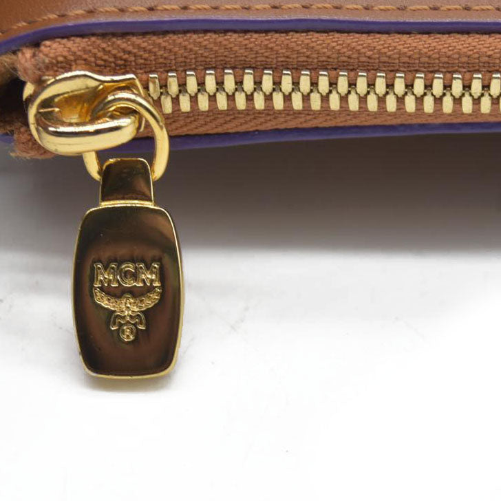 MCM Visetos Liz Shopper Tote Pouch Cognac