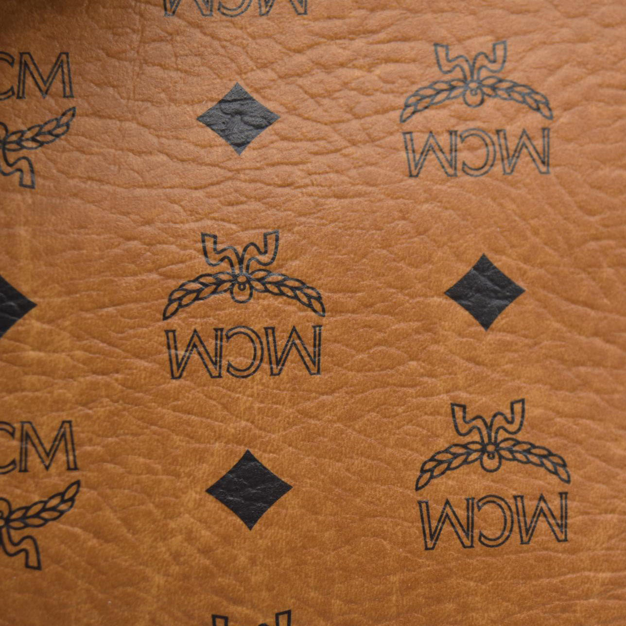 MCM Visetos Liz Shopper Tote Pouch Cognac