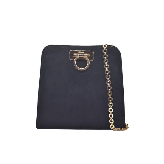 $1660 Salvatore Ferragamo Velvet Gancini Shoulder Bag CONSIGNMENT 10020994