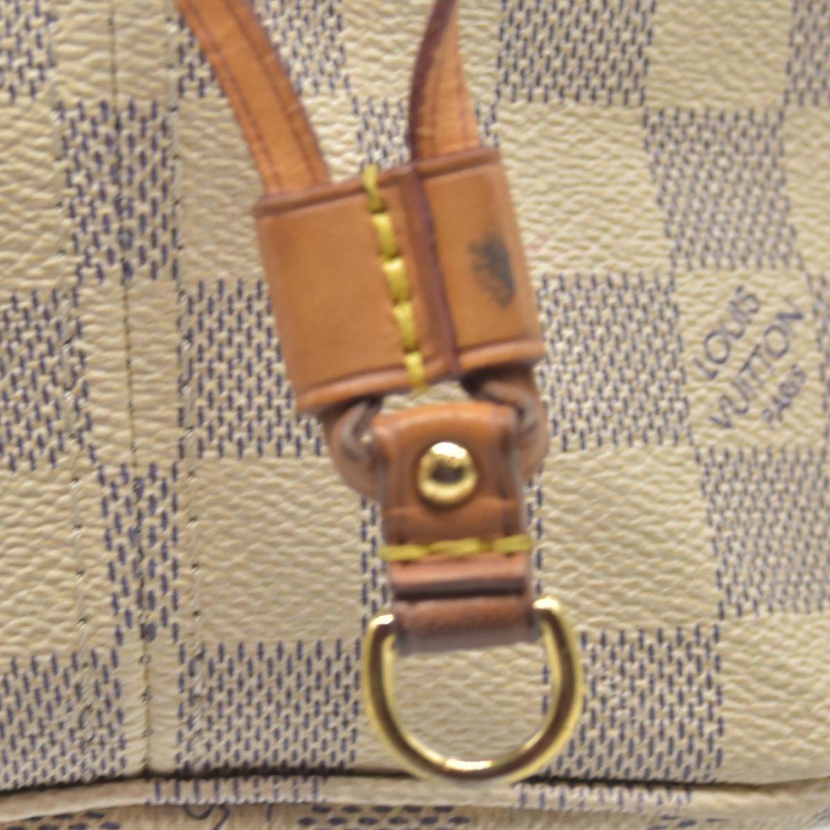 $2170 Louis Vuitton  Damier Azur Neverfull MM Rose Ballerine SR3177