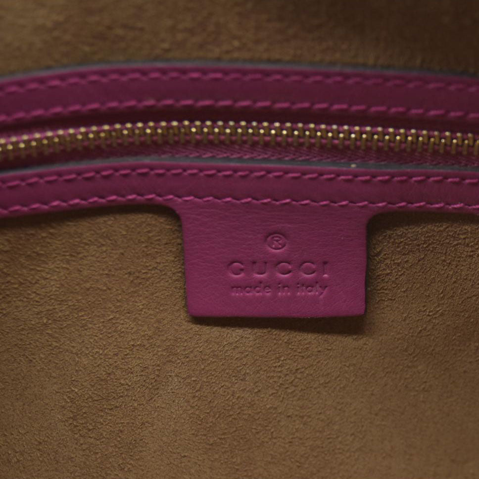 $2980 Gucci GG Supreme Monogram Moon Calfskin Small Boston Beige Ebony Hibiscus Red New Rosette