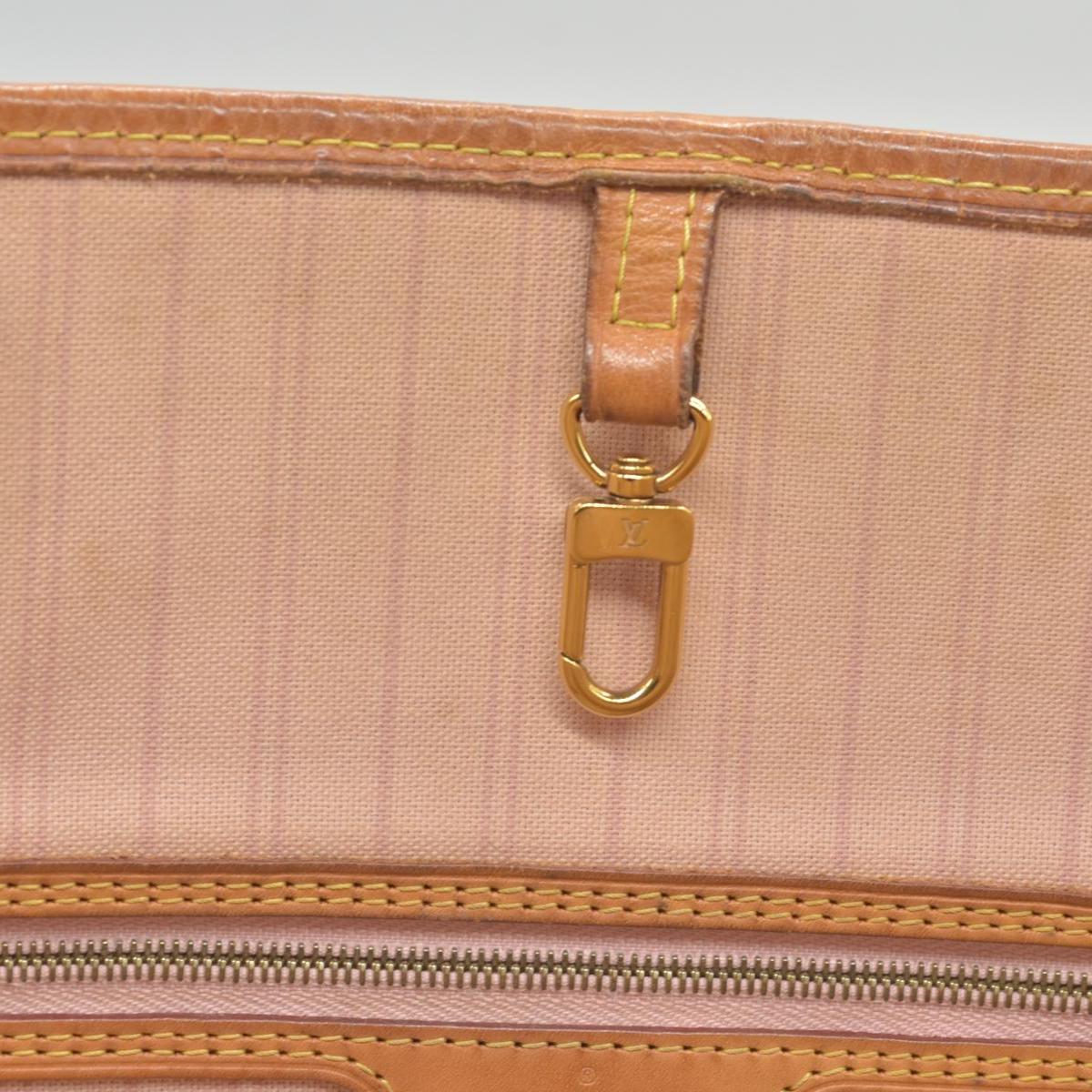 $2170 Louis Vuitton  Damier Azur Neverfull MM Rose Ballerine SR3177