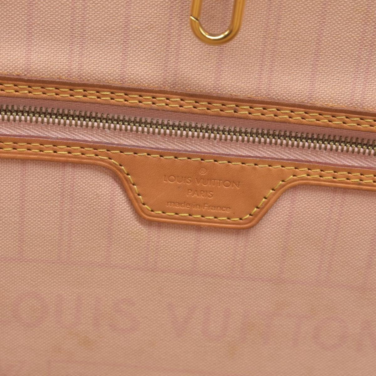 $2170 Louis Vuitton  Damier Azur Neverfull MM Rose Ballerine SR3177