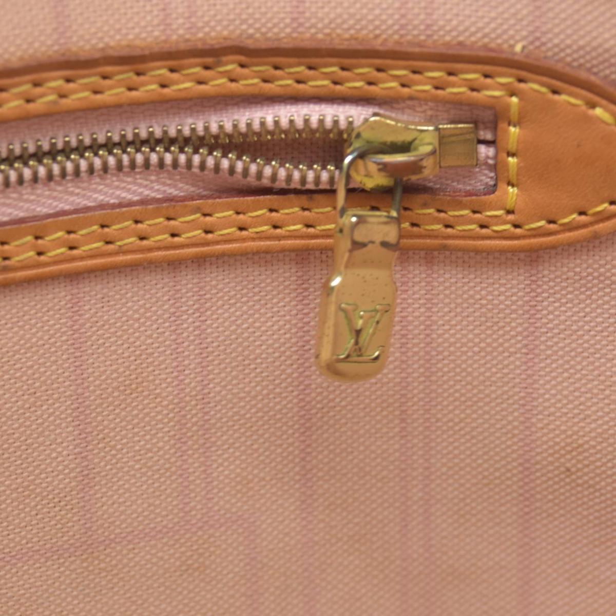 $2170 Louis Vuitton  Damier Azur Neverfull MM Rose Ballerine SR3177