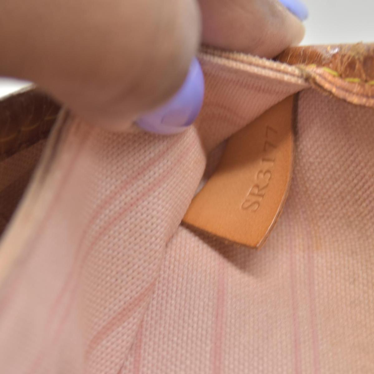 $2170 Louis Vuitton  Damier Azur Neverfull MM Rose Ballerine SR3177