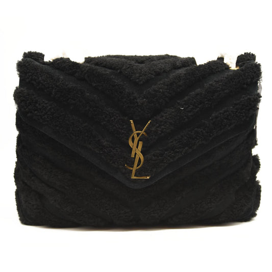 NEW SAINT LAURENT Loulou Medium YSL Shearling Shoulder Bag
