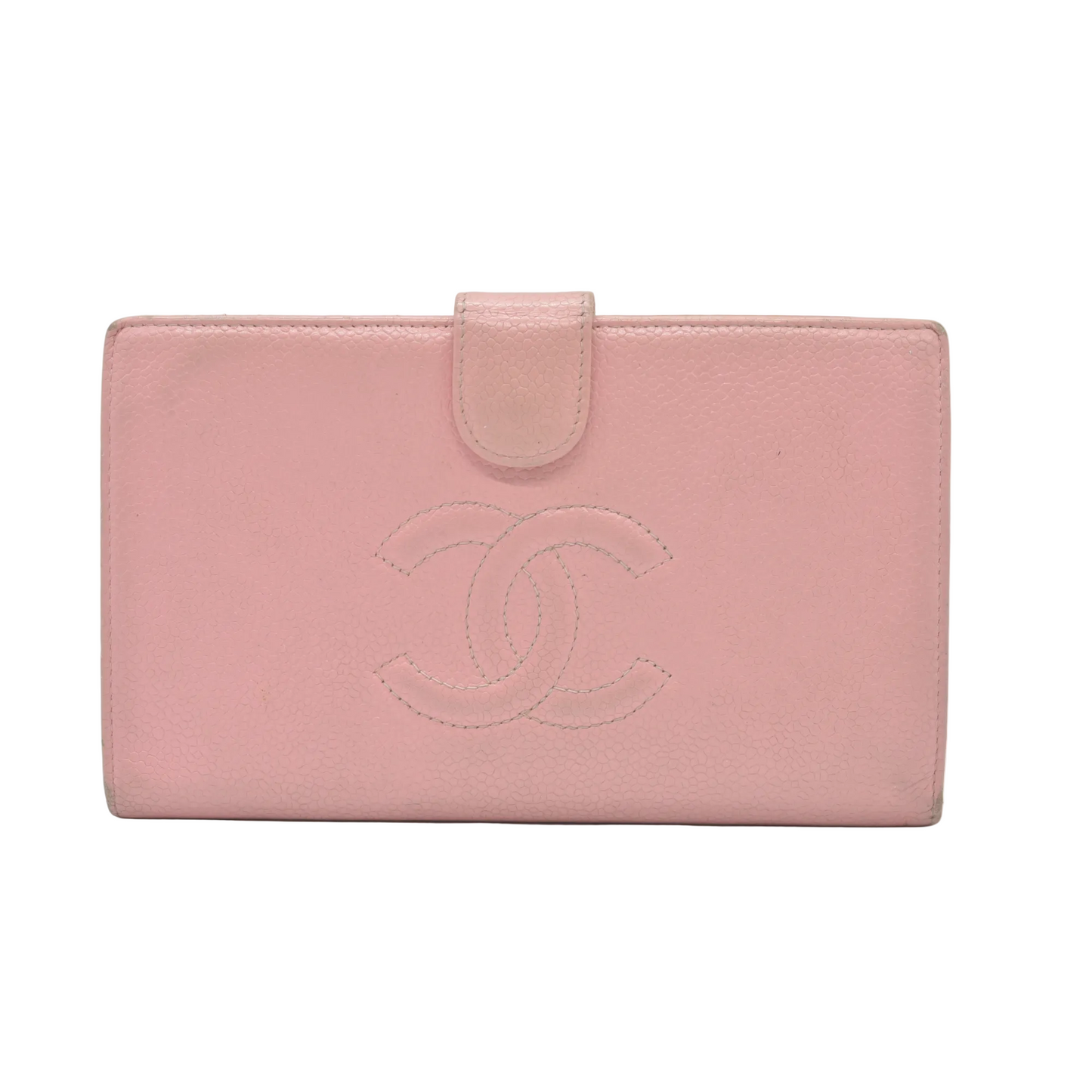 $625 Chanel Caviar Timeless CC French Wallet Pink